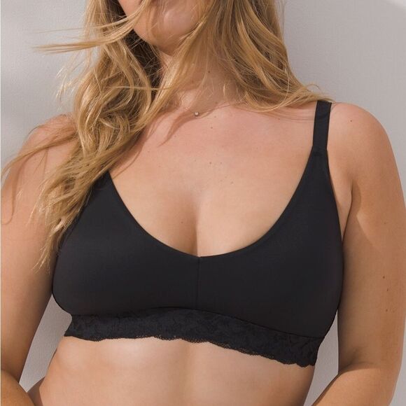 Soma Embraceable Signature Unlined Wireless Lace Trim Bra Bralette Black Small - Picture 1 of 7